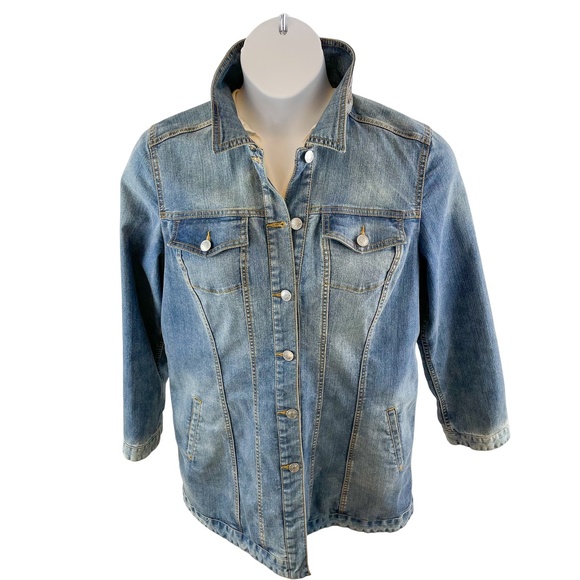 Chico's Jackets & Blazers - Chico's Leopard Print Lined Denim Jean Jacket